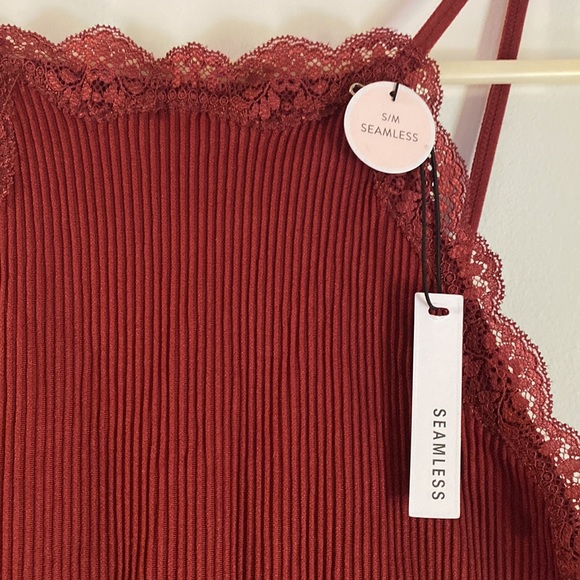 Forever 21 Scalloped Floral Lace-Trim Ribbed Bodysuit - Picture 3 of 6